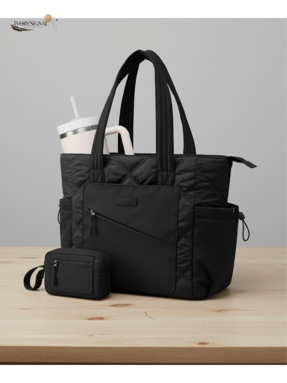Quilted Puffer Tote Bag Lightweight Shoulder Travel Work Nurse Purse
